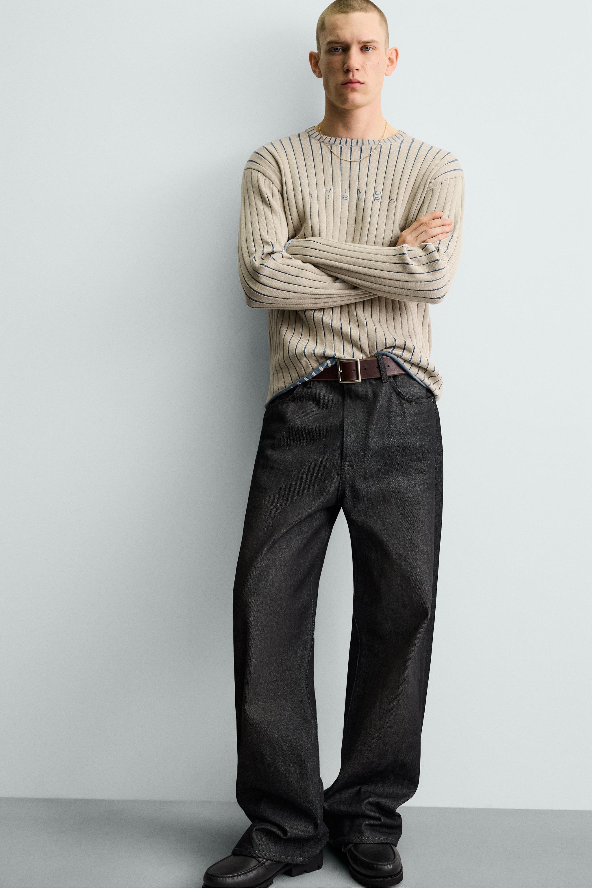 PRINTED TEXT RIBBED JUMPER